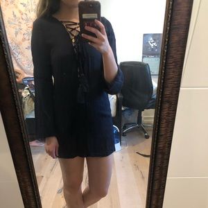 ANGL dark blue lace up dress